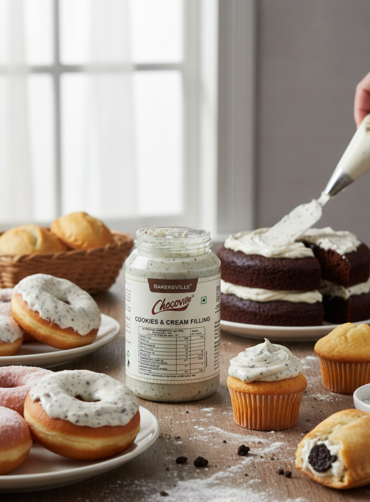 CAKE DECOR™ Chocoville Cookies And Cream Filling (200gm) - Dessert decorating and topping - (SB-BV-CCF)