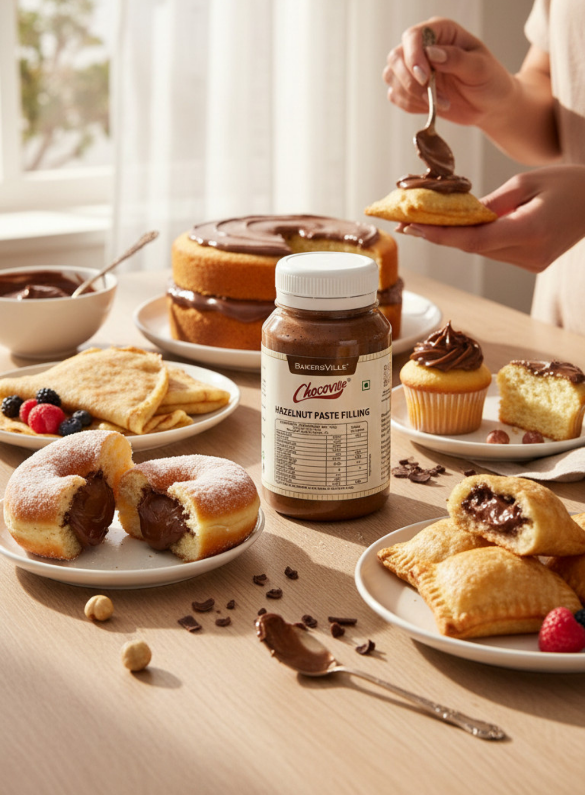 CAKE DECOR™ Chocoville Hazelnut Paste Filling (200gm) - Dessert decorating and topping - (SB-BV-HPF)