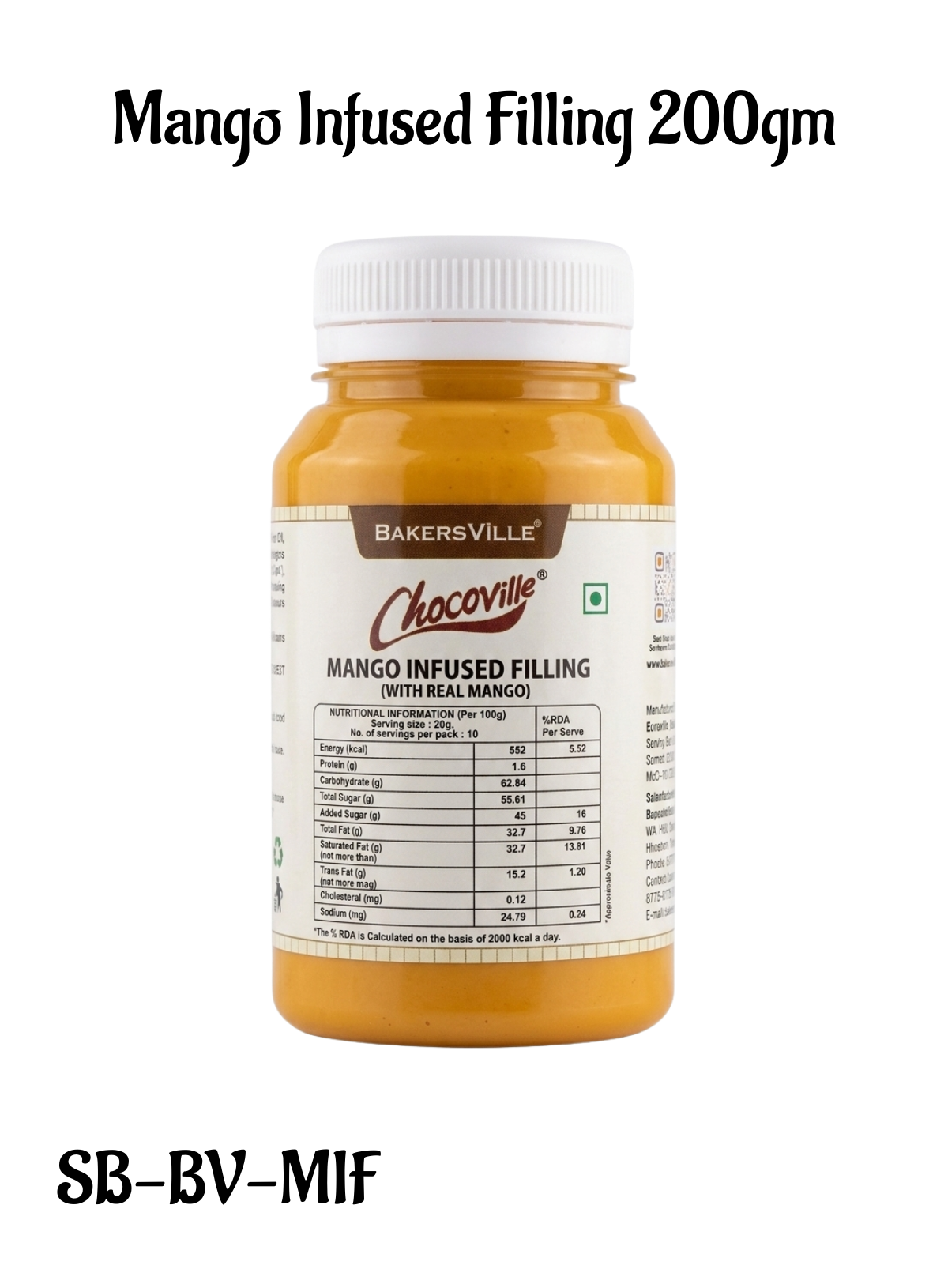 CAKE DECOR™ Chocoville Mango Infused Filling (200gm) - Dessert decorating and topping - (SB-BV-MIF)
