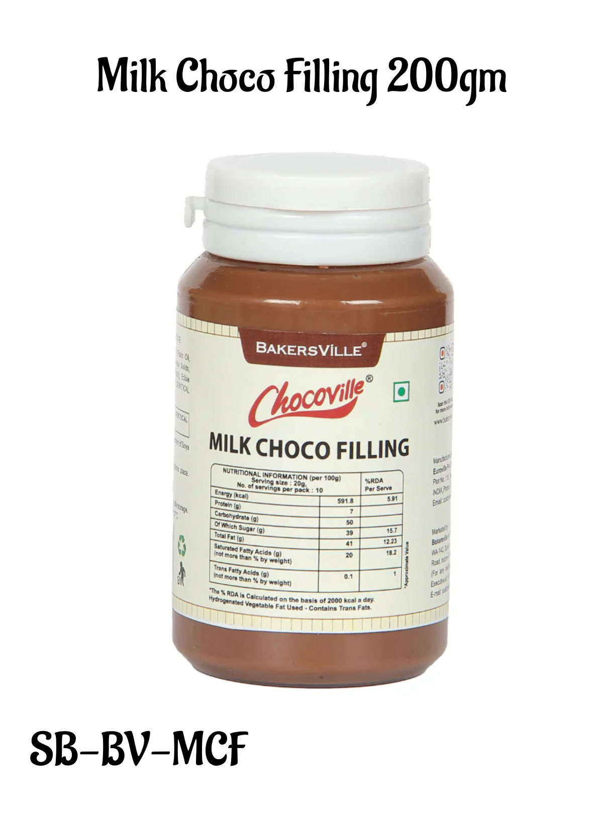 CAKE DECOR™ Chocoville Milk Choco Filling (200gm) - Dessert decorating and topping - (SB-BV-MCF)