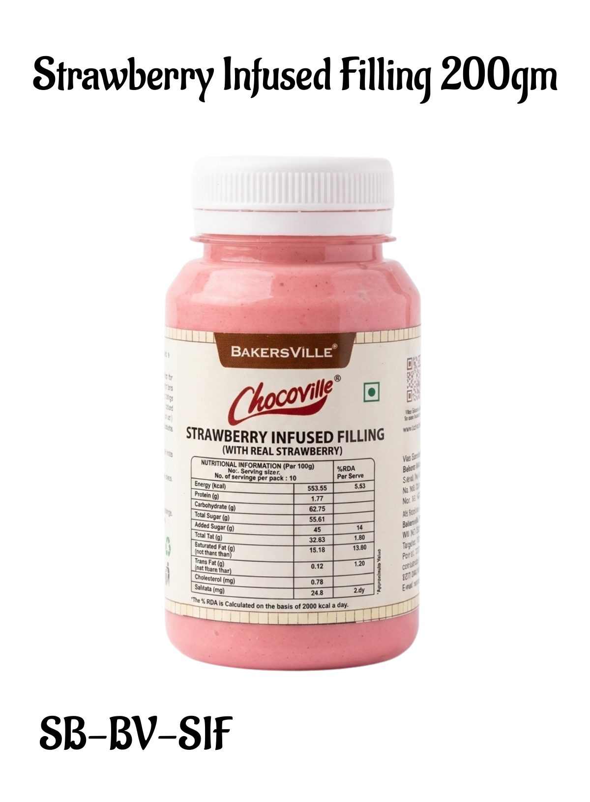 CAKE DECOR™ Chocoville Strawberry Infused Filling (200gm) - Dessert decorating and topping - (SB-BV-SIF)