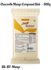 Chocoville Mango Compound Slab - 500g | Mango Flavoured Chocolate For Baking & Desserts (SB-BV-Mango)