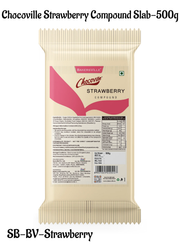 Chocoville Strawberry Compound Slab - 500g | Strawberry Flavoured Chocolate For Baking & Desserts (SB-BV-Strawberry)