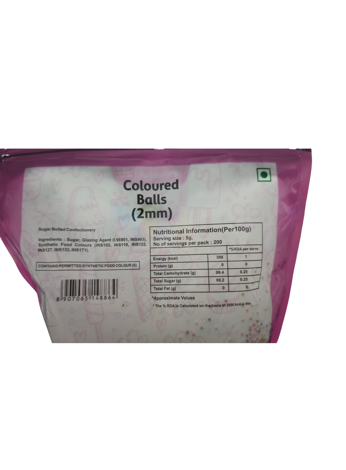 CAKE DECOR™ 1 kg Wow Confetti Coloured Balls (2mm) Sprinkles (SBCA-WOW-2MM-1KG)
