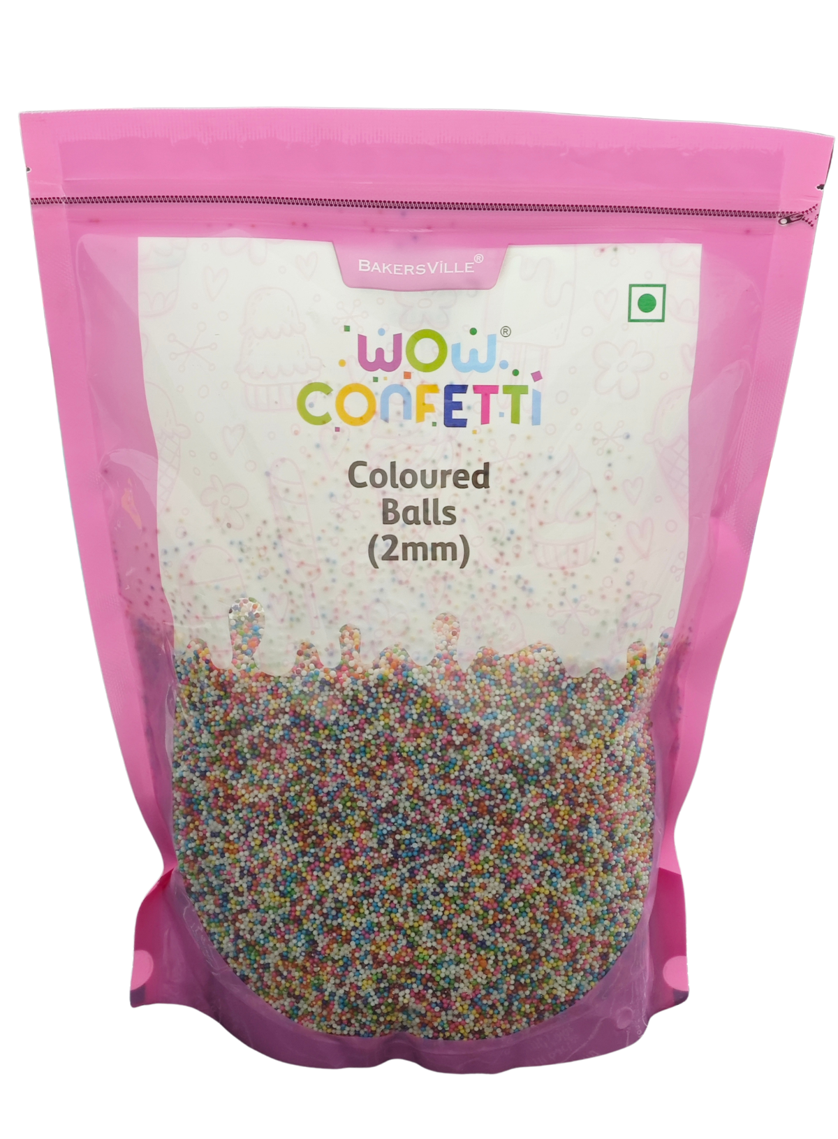 CAKE DECOR™ 1 kg Wow Confetti Coloured Balls (2mm) Sprinkles (SBCA-WOW-2MM-1KG)