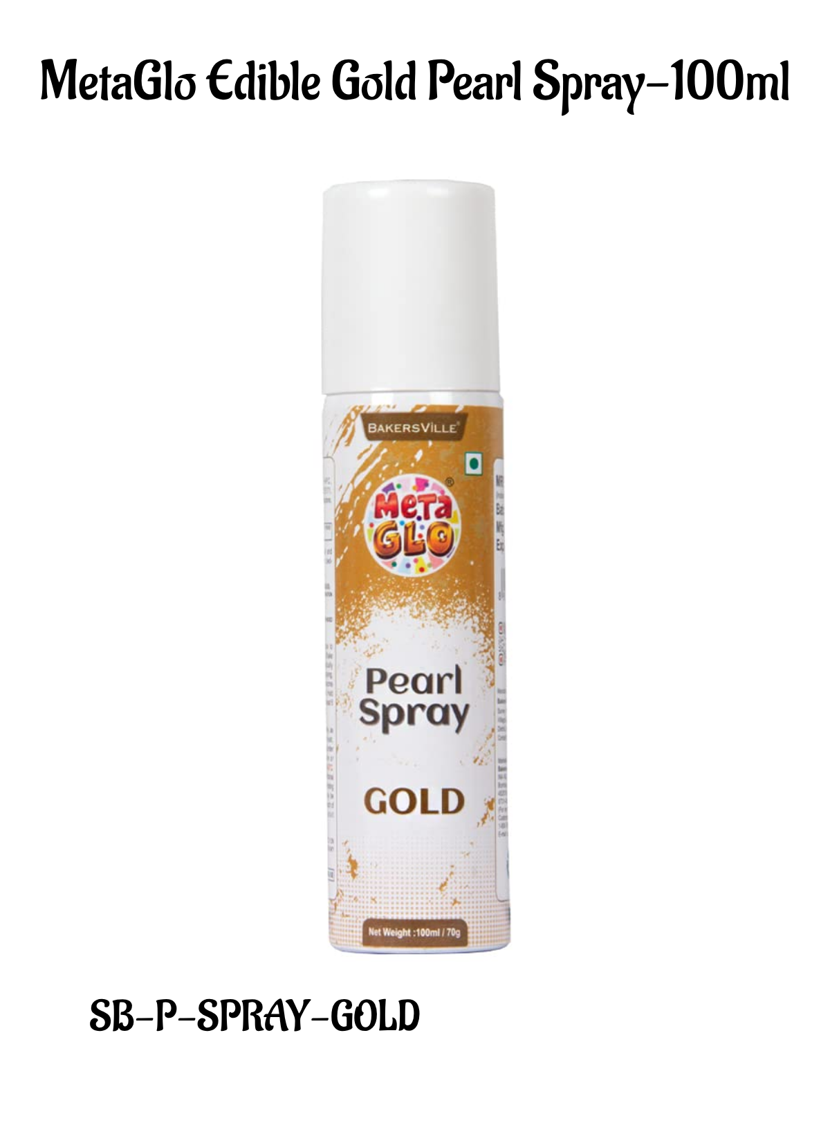 MetaGlo Edible Gold Pearl Spray 100ml | Cake Decorating Spray(SB-P-SPRAY-GOLD)
