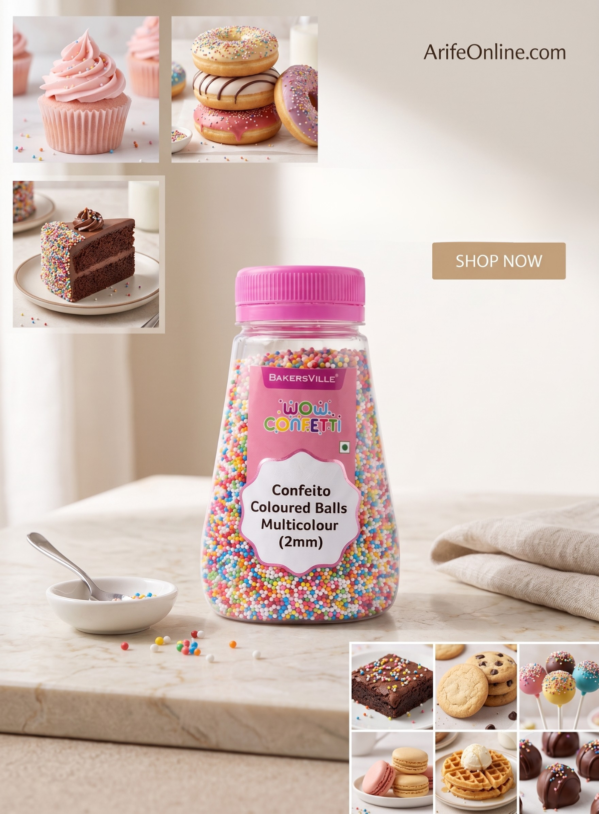 WOW Confetti Confeito Coloured Balls 2mm - 150g | Sprinkles Multicolor for Cake Decoration and Topping (SBCA-WOW-CCB) CAKE DECOR™