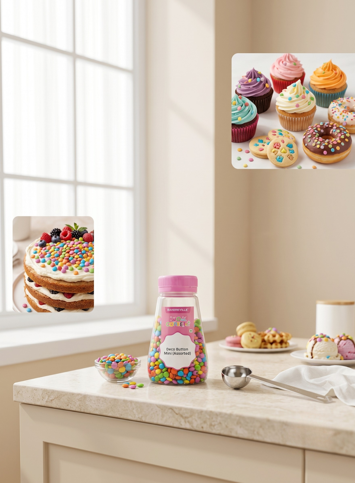 WOW Confetti Deco Button Mini (Assorted) 125g | Sprinkles Multicolor for Cake Decoration and Topping (SBCA-WOW-DBM) CAKE DECOR™